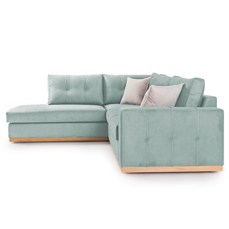 Ъглов диван Boston десен ъгъл дамаска ciel-крем 280x225x90см