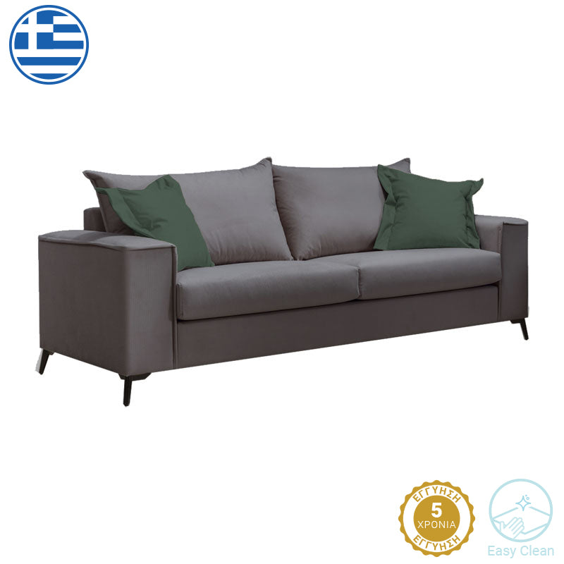 3 местен диван VERONA антрацит - възглавници кипарис 225x93x100см