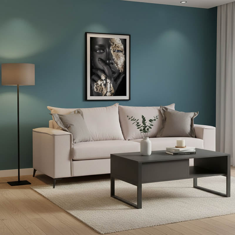 3-местен диван VERONA крем - мока възглавници 225x93x100см