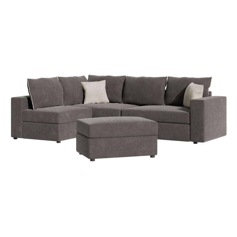 Обръщащ се полиморфен диван London сив плат-светлосиви възглавници 296x246x95см