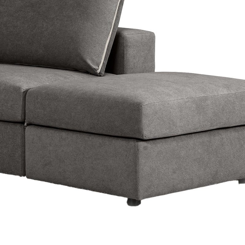 Обръщащ се полиморфен диван London сив плат-светлосиви възглавници 296x246x95см