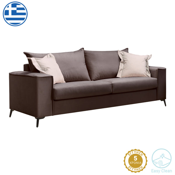 VERONA 3-местен диван тъмносив плат с бежови възглавници 225x93x100см