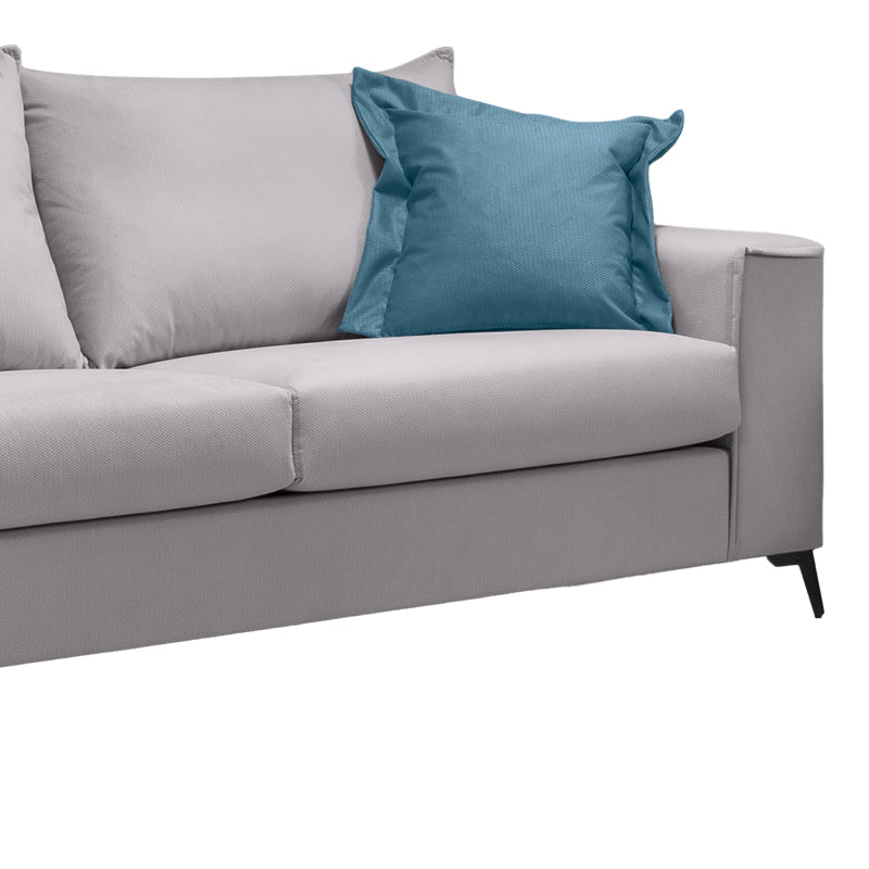 VERONA 3-местен диван светлосив плат със сини възглавници 225x93x100см
