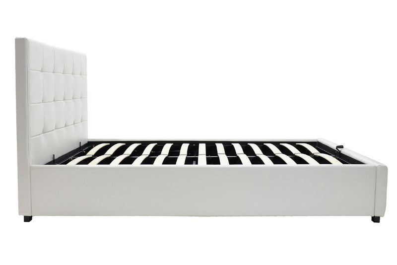 Двойно легло Roi PU с място за съхранение в бял мат 160x200