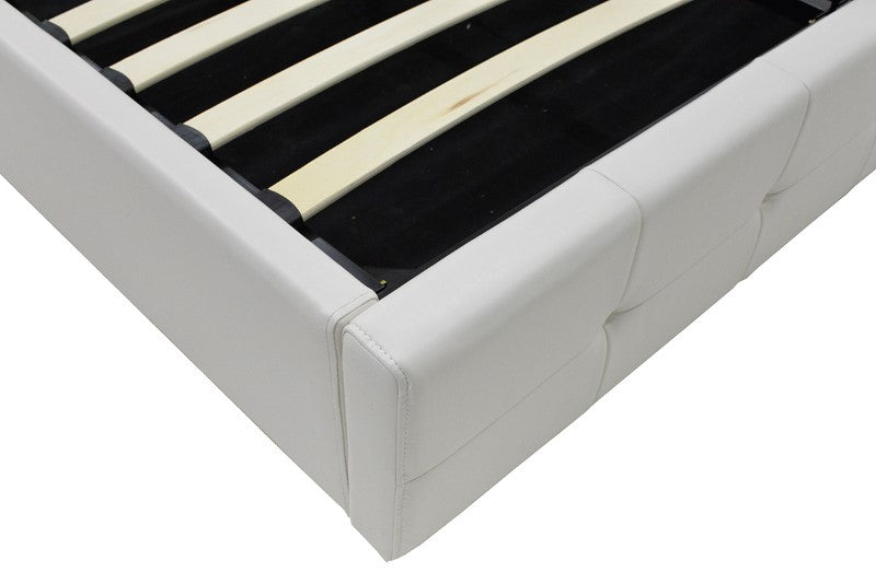 Двойно легло Roi PU с място за съхранение в бял мат 160x200