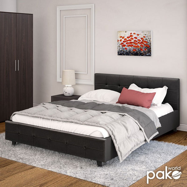 Двойно легло ROI  PU с място за съхранение в черен мат 160x200