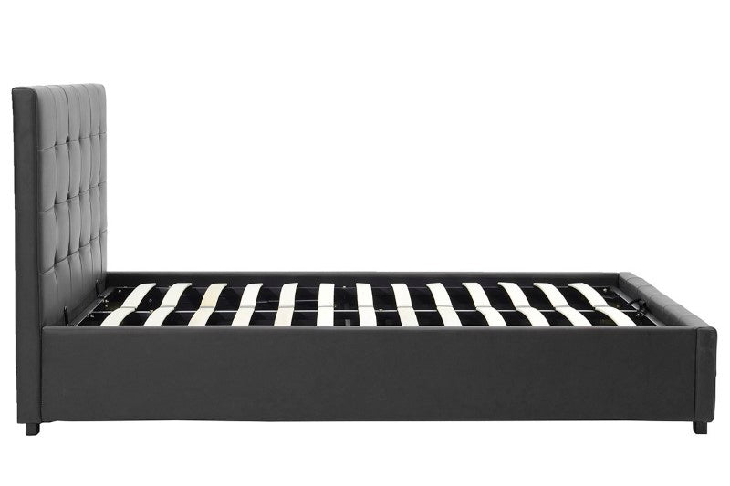 Двойно легло Roi PU с място за съхранение в черен мат 160x200