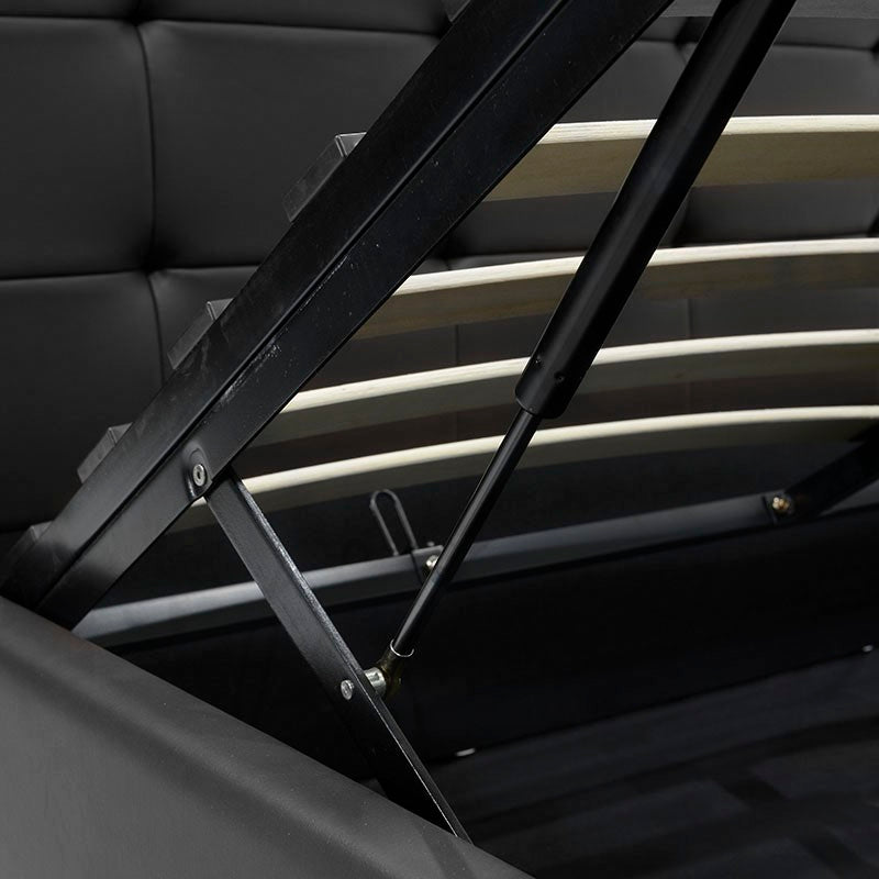 Двойно легло Roi PU с място за съхранение в черен мат 160x200