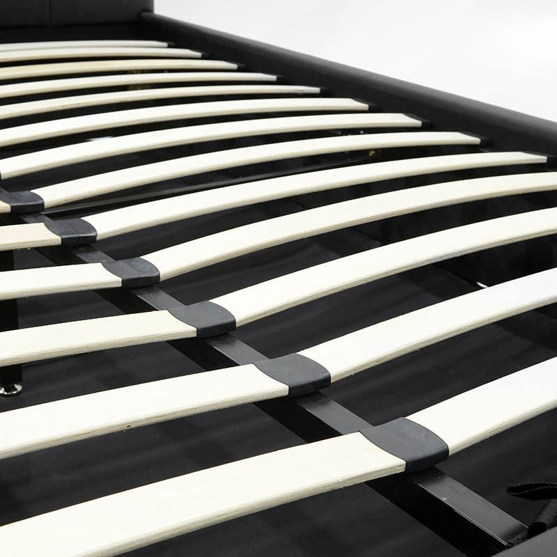 Двойно легло Roi PU с място за съхранение в черен мат 160x200