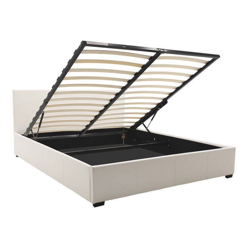 Двойно легло Norse PU с място за съхранение в бял мат 160x200см