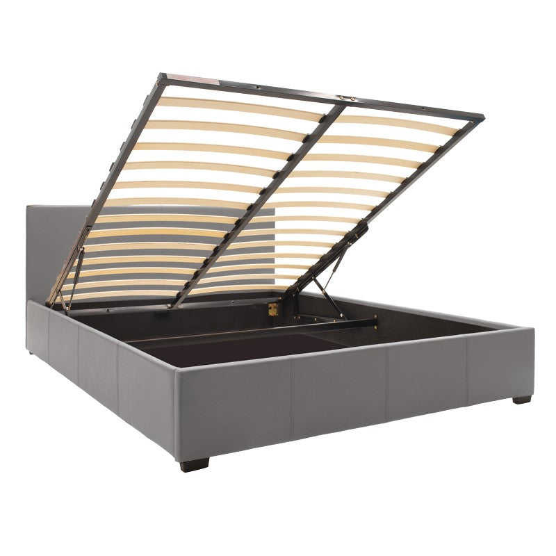 Двойно легло Norse PU с място за съхранение в сив мат 160x200см