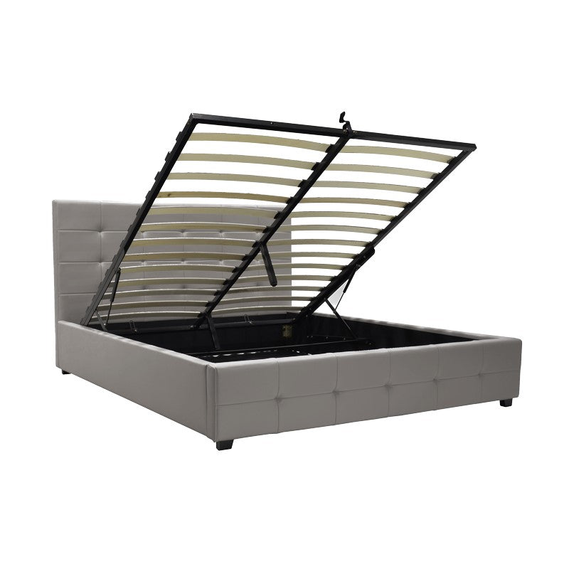 Двойно легло Roi pu с място за съхранение в сив мат 160x200см