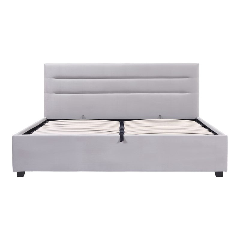 Двойно легло Molito velvet в светло сив цвят с място за съхранение160x200см