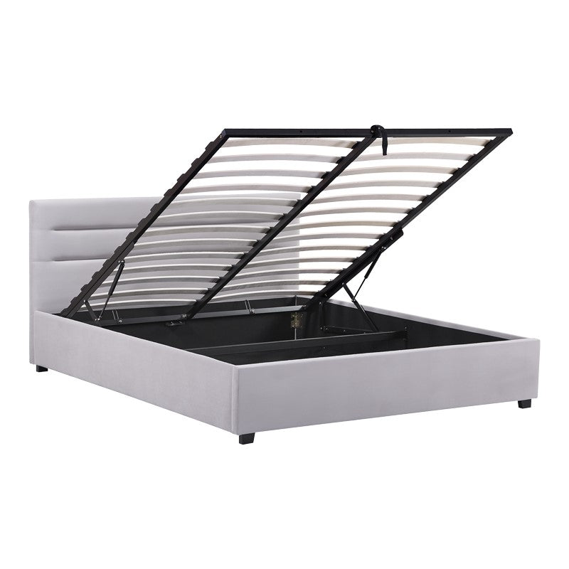 Двойно легло Molito velvet в светло сив цвят с място за съхранение160x200см