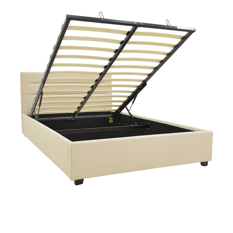 Кадифено легло molito в цвят екрю с място за съхранение 120x200 см