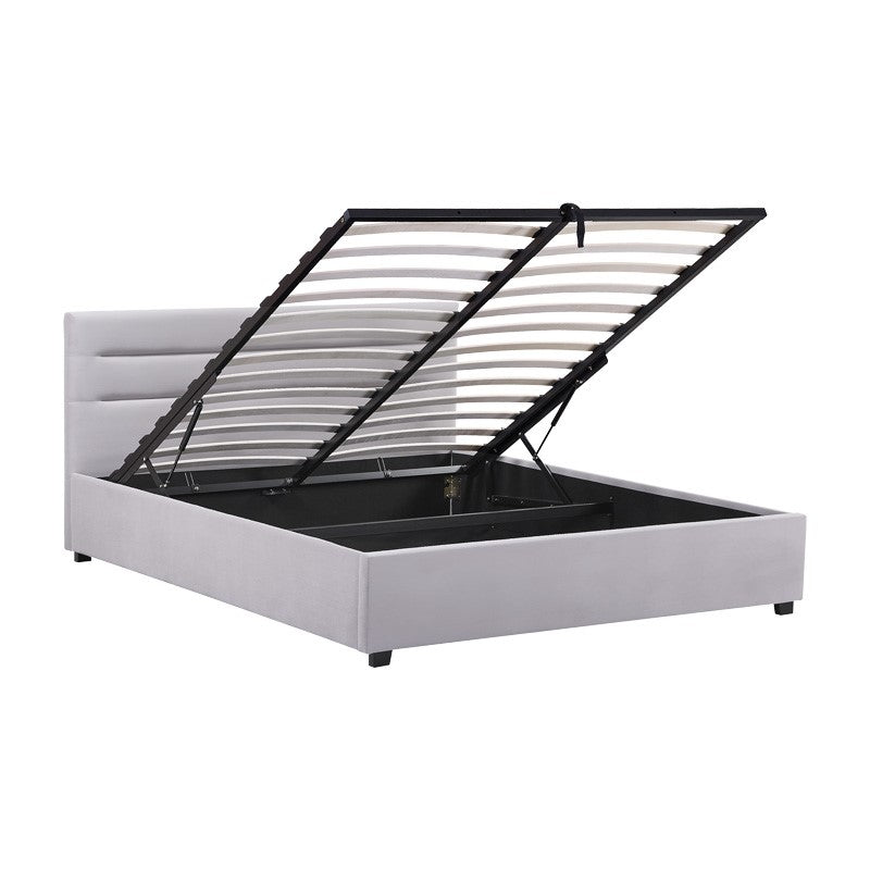 Тапицирана спалня Мolito кадифе в сив нюанс с място за съхранение 150x200 см