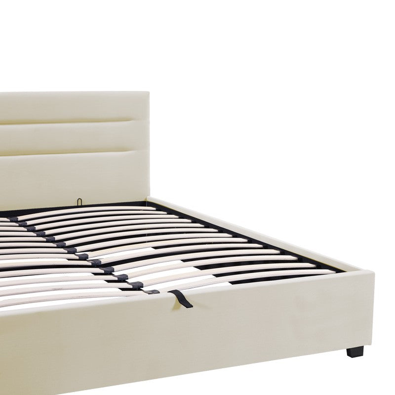 Кадифено легло Мolito в цвят екрю с място за съхранение 150x200 см