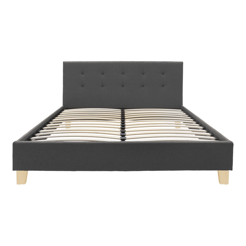 Легло Mago тъмно сив цвят дамаска с естествен цвят дърво крак 160x200см