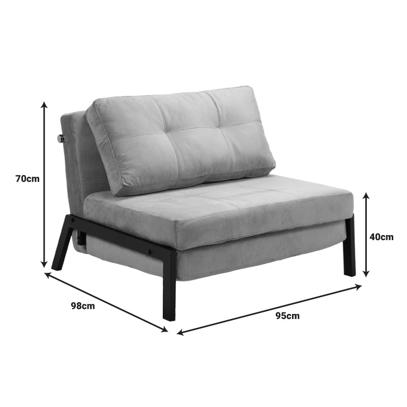 Кресло-легло Fancy velvet в цвят ciel и черен метален крак 95x98x70см