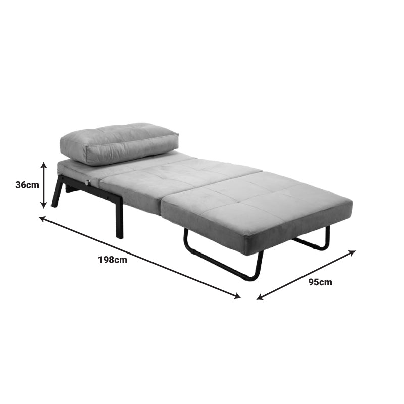 Кресло-легло Fancy velvet в цвят ciel и черен метален крак 95x98x70см