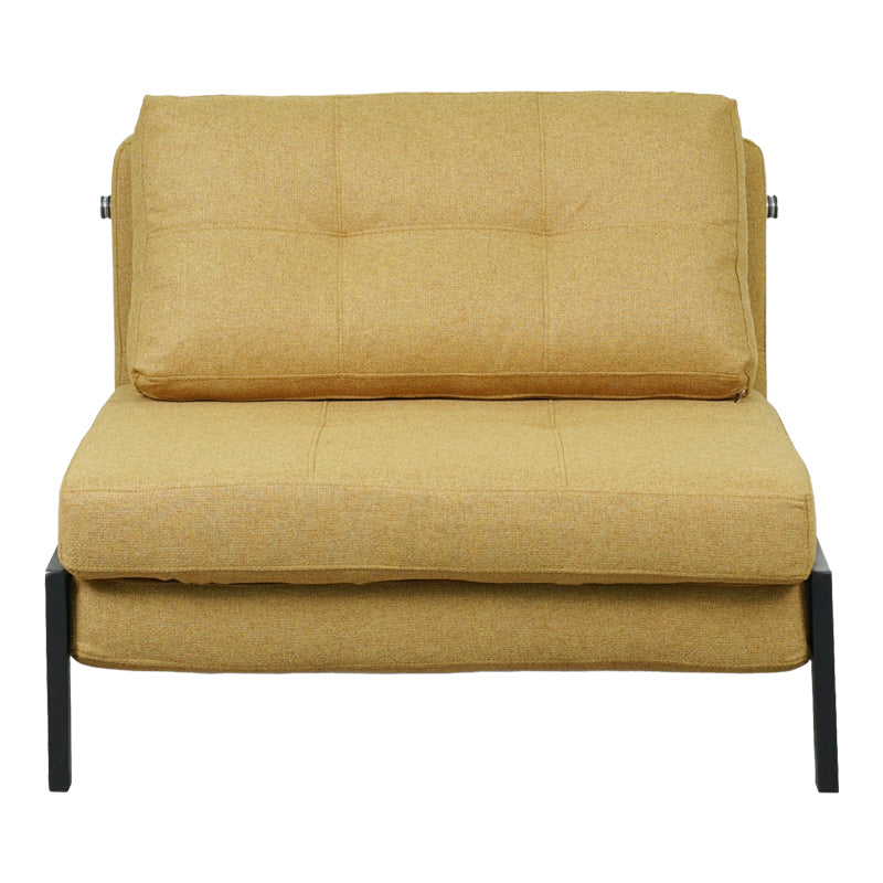 Луксозен фотьойл-легло с жълта тъкан и черен крак 95x98x70см