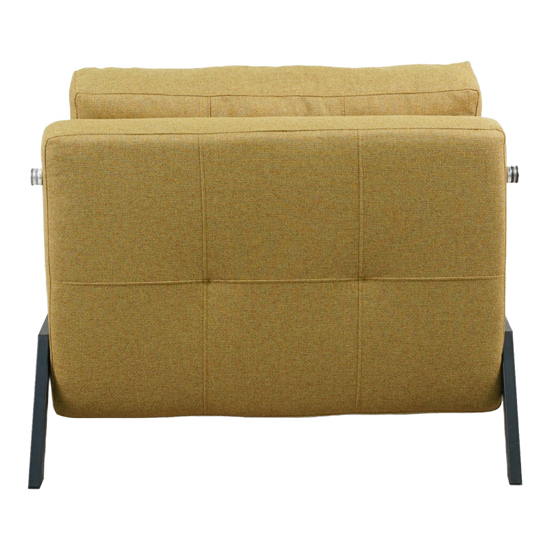 Луксозен фотьойл-легло с жълта тъкан и черен крак 95x98x70см