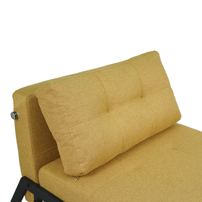 Луксозен фотьойл-легло с жълта тъкан и черен крак 95x98x70см