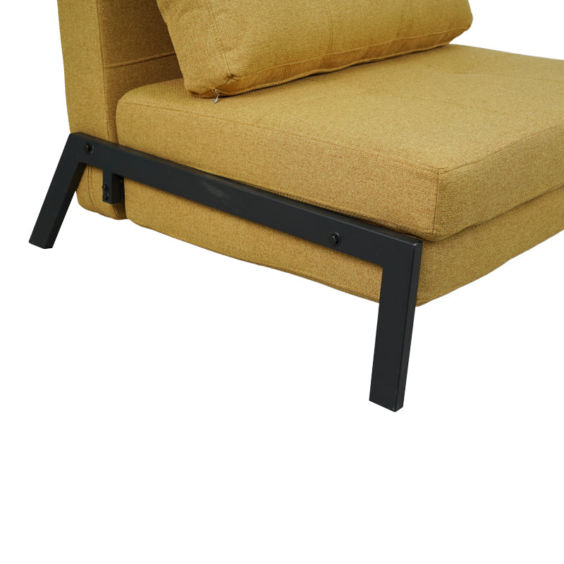 Луксозен фотьойл-легло с жълта тъкан и черен крак 95x98x70см