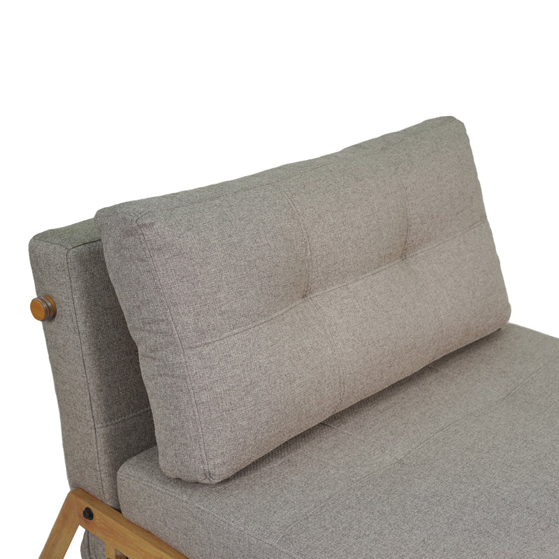 Луксозен фотьойл-легло с бежова материя и естествени крака 95x98x70см