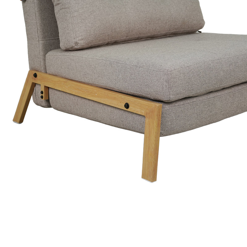 Луксозен фотьойл-легло с бежова материя и естествени крака 95x98x70см