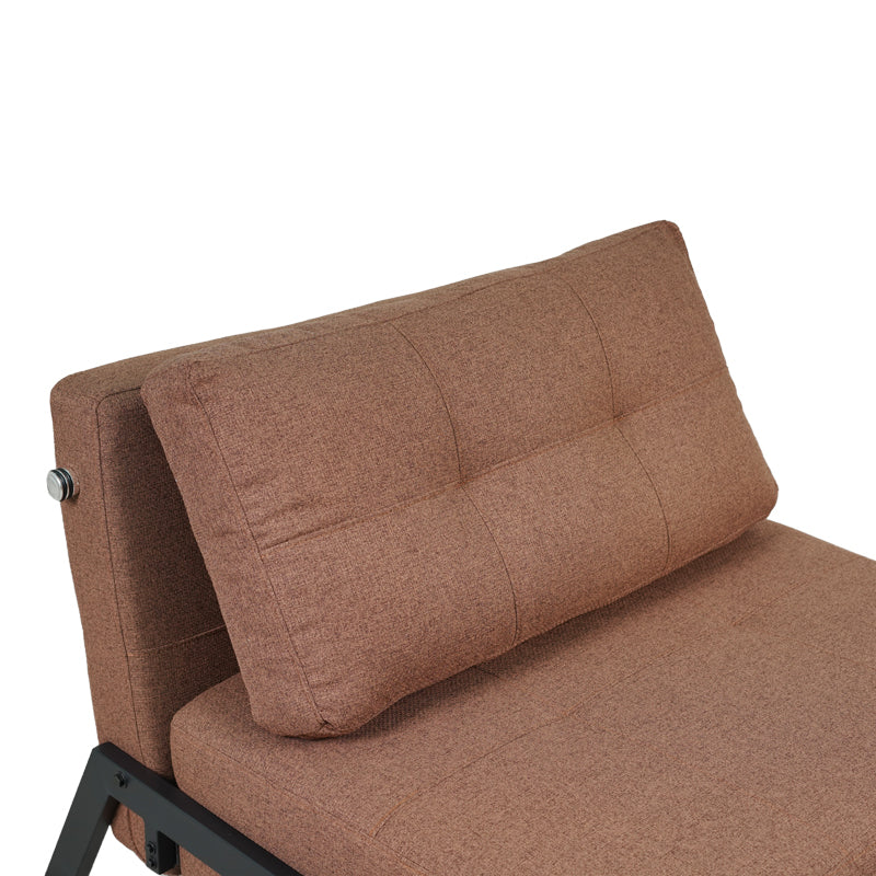 Луксозен фотьойл-легло с кафява тъкан и черен крак 95x98x70см