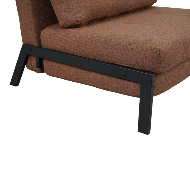 Луксозен фотьойл-легло с кафява тъкан и черен крак 95x98x70см