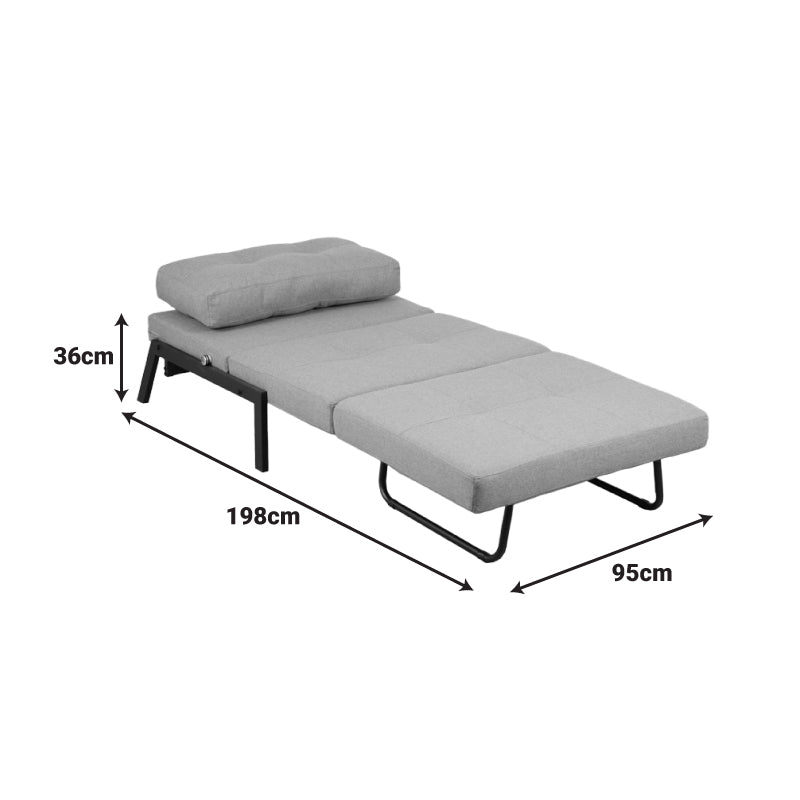 Луксозен фотьойл-легло с кафява тъкан и черен крак 95x98x70см