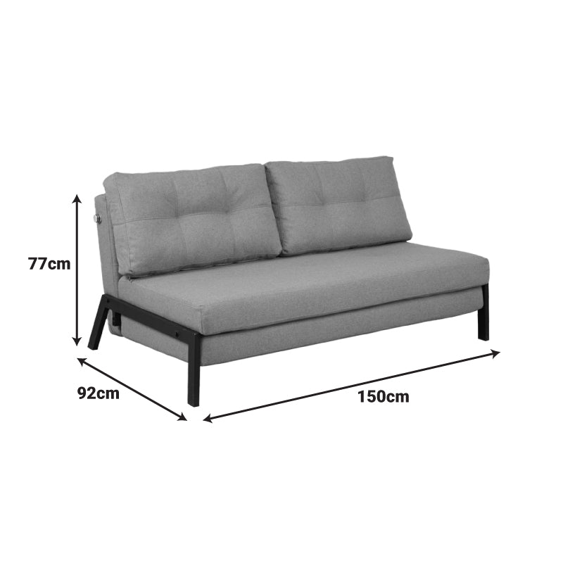 2-местен разтегателен диван Fancy с плат в тъмносив цвят и черни крака 150x92x77см