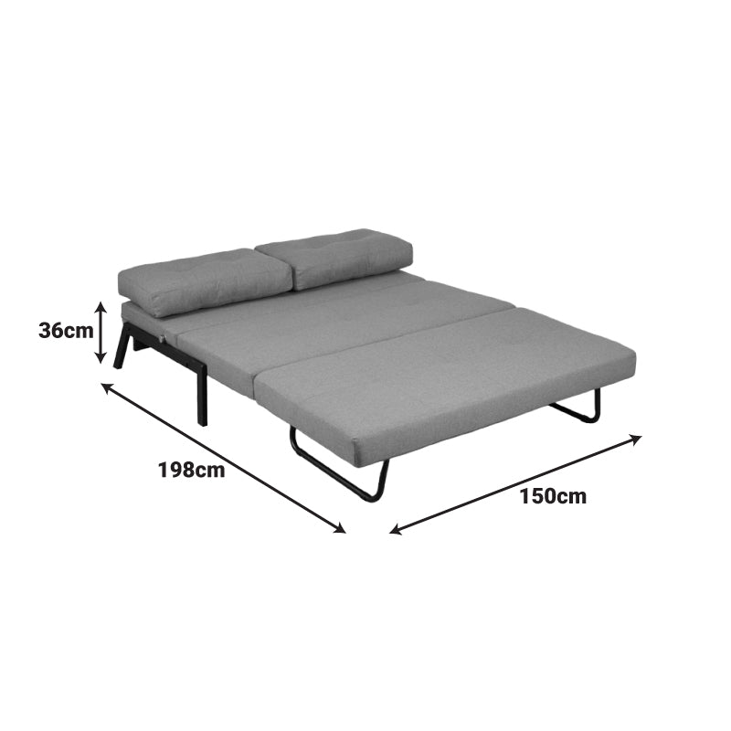 2-местен разтегателен диван Fancy с плат в тъмносив цвят и черни крака 150x92x77см
