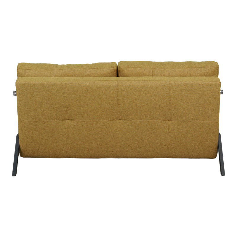 2-местен разтегателен диван Fancy с плат в жълт цвят и черни крака 150x92x77см