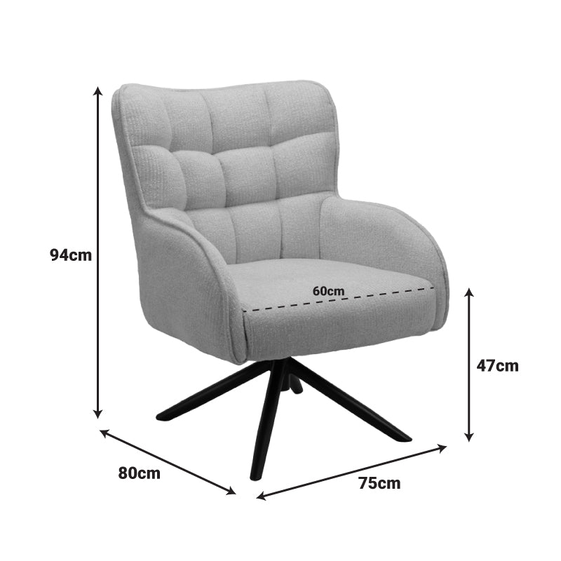 Въртящ се фотьойл FREMILIA със сиво-бежов плат 75x80x94см