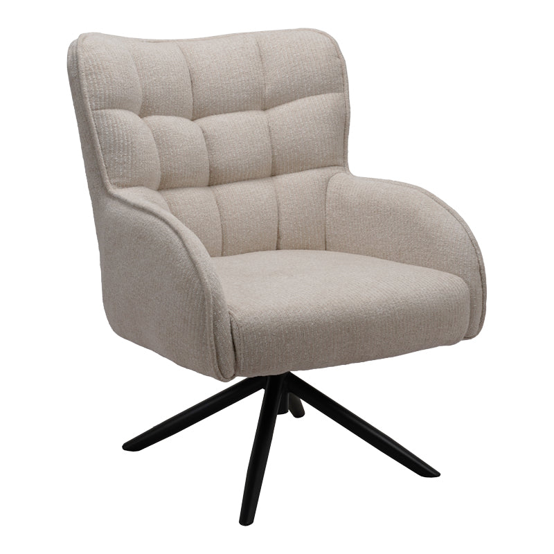 Въртящ се фотьойл FREMILIA със сиво-бежов плат 75x80x94см