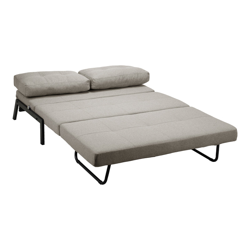 Двуместен диван - легло FANCY плат бежово-черни метални крака 150x98x70см