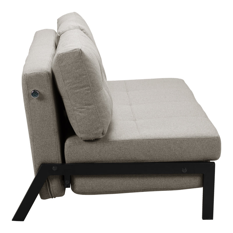 Двуместен диван - легло FANCY плат бежово-черни метални крака 150x98x70см