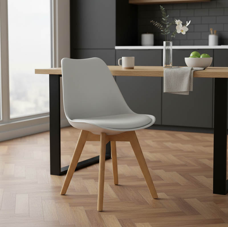 Стол Gaston PP с PU цвят бяло - дъб