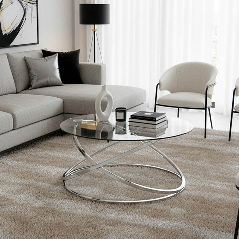 Маса Sabin метал-стъкло 8мм D80x43см