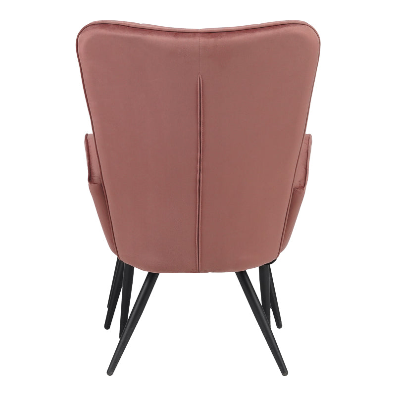 Фотьойл с табуретка Dorita кадифе гнила ябълка крак черен метал 68.5x76x103см