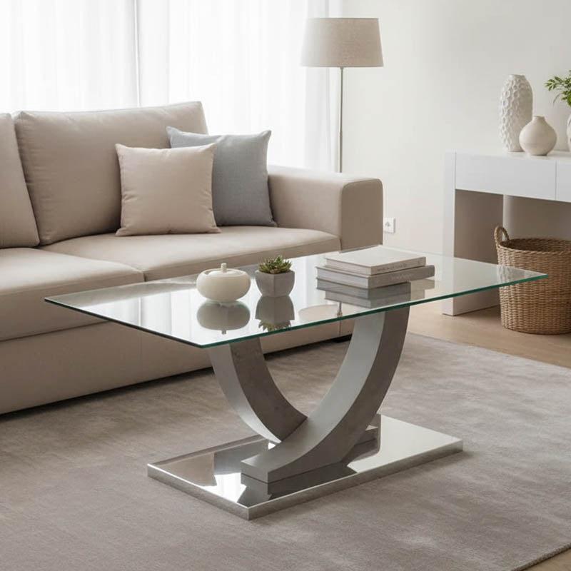 Маса холна Kasmora сиво дърво-стъкло 110x60x45см