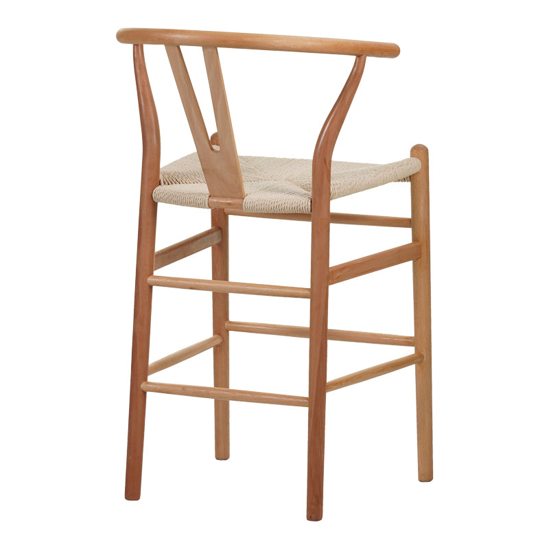 Бар стол WISHBONE каучуково дърво-въже в естествен нюанс 55x49x96см