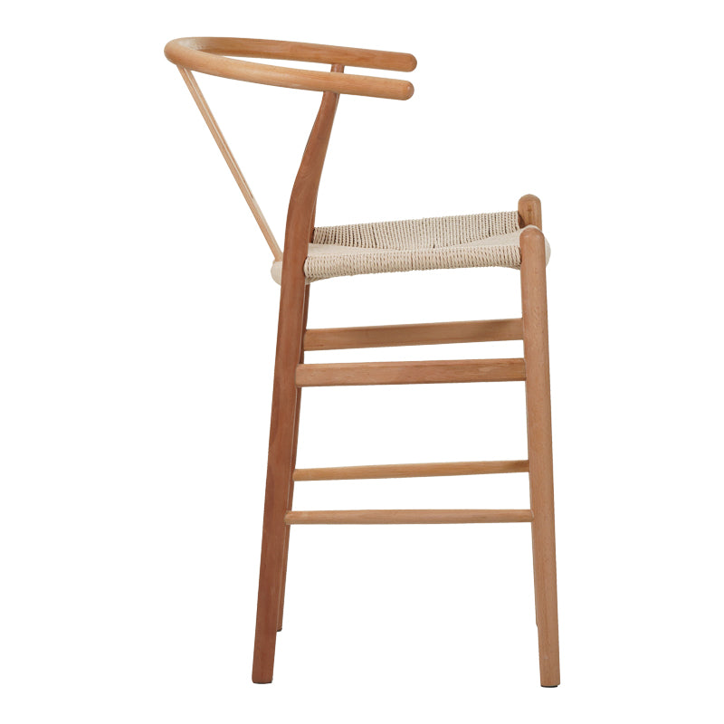 Бар стол WISHBONE каучуково дърво-въже в естествен нюанс 55x49x96см