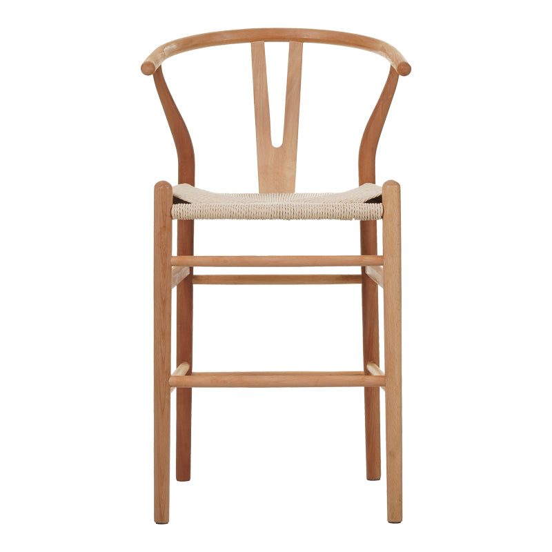 Бар стол WISHBONE каучуково дърво-въже в естествен нюанс 55x49x96см