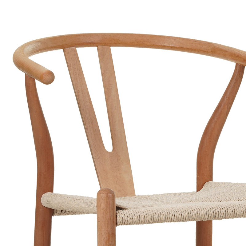 Бар стол WISHBONE каучуково дърво-въже в естествен нюанс 55x49x96см