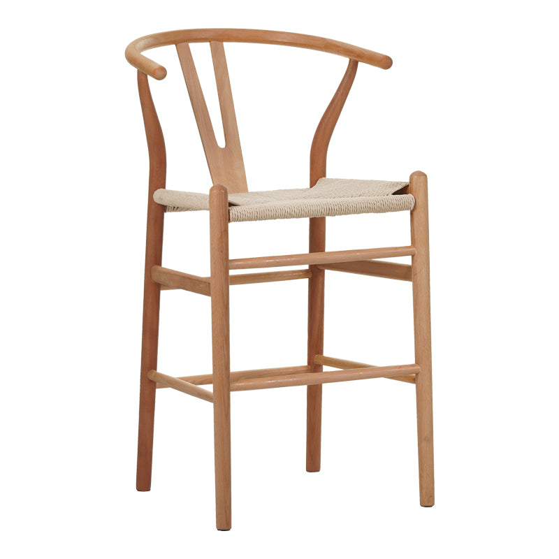 Бар стол WISHBONE каучуково дърво-въже в естествен нюанс 55x49x96см