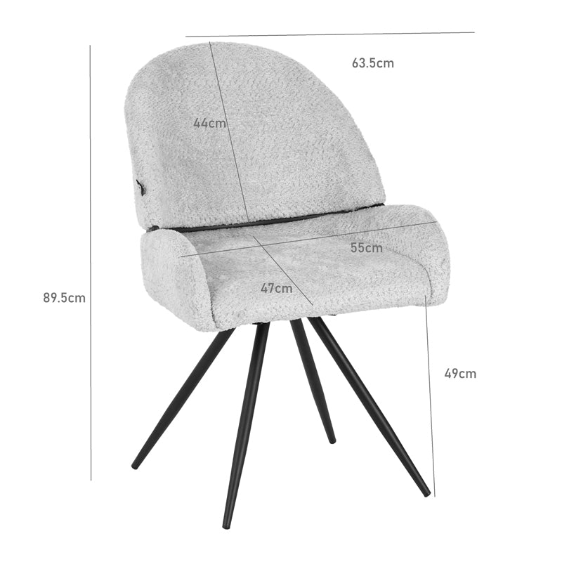 Въртящ се стол Morea  букле в бежов цвят с черни метални крака 55x63.5x89.5cm
